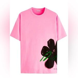 Zara Unisex Oversized Dusty Rose Floral Graphic T-Shirt